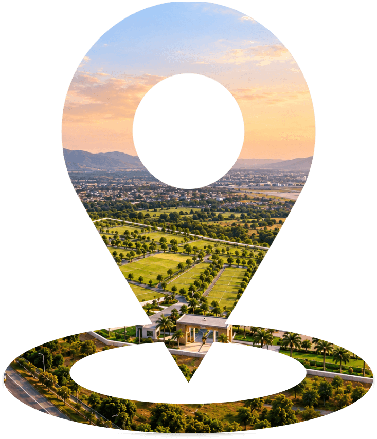 Aerial view of Silva City plots inside a location pin